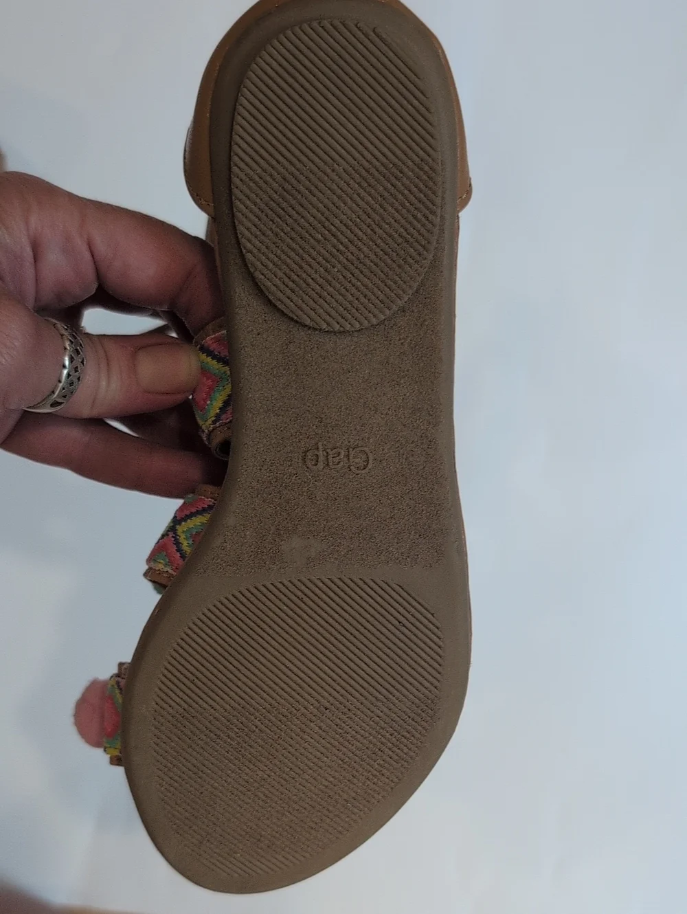 Gap Kids Pom Pom Colorful Brown Tie Sandals